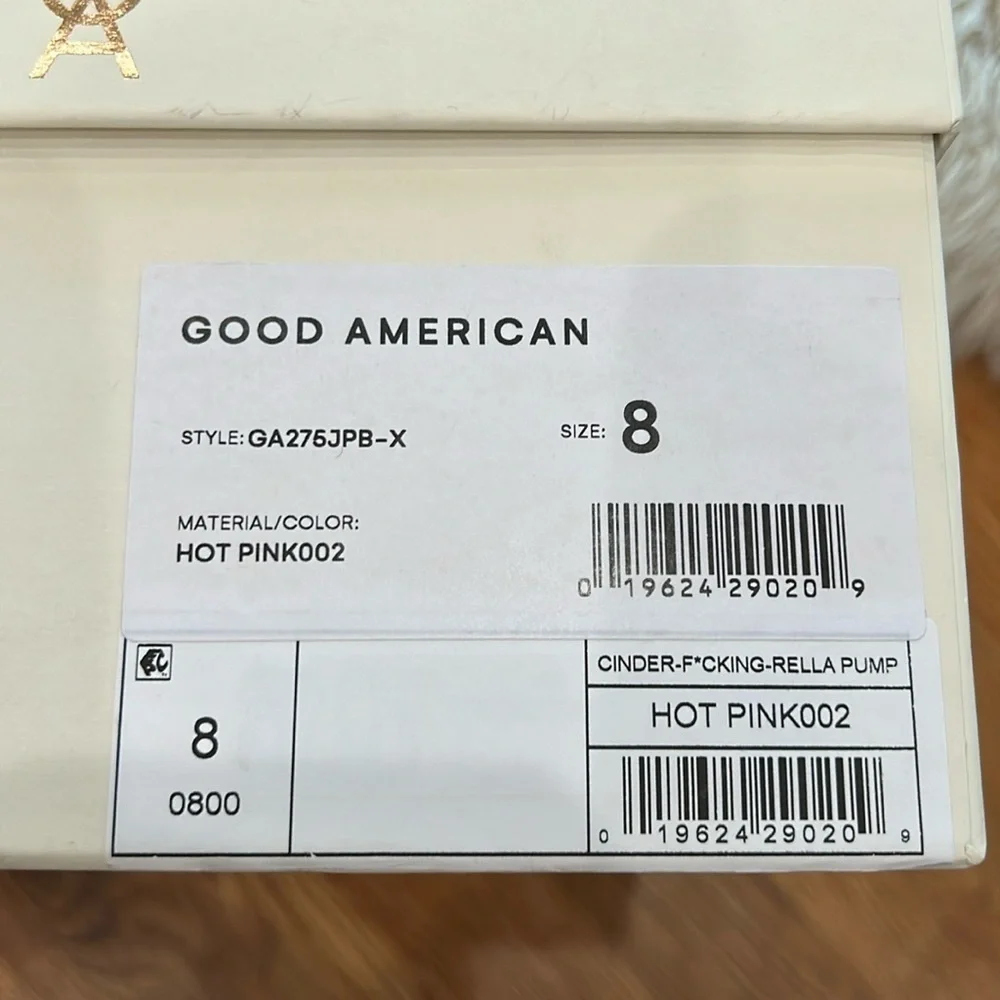 Good American Cinderella crystal pump hot pink stiletto heels size 8 new in box